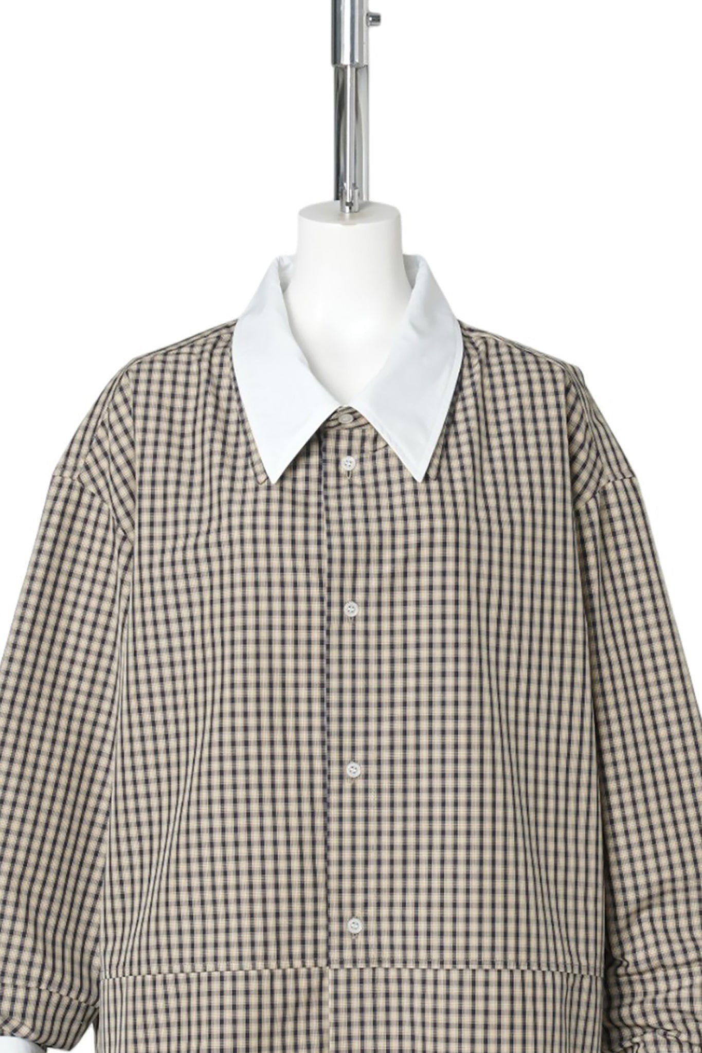 DOUBLE COLLAR SHIRT / SAND MULTI/WHITE