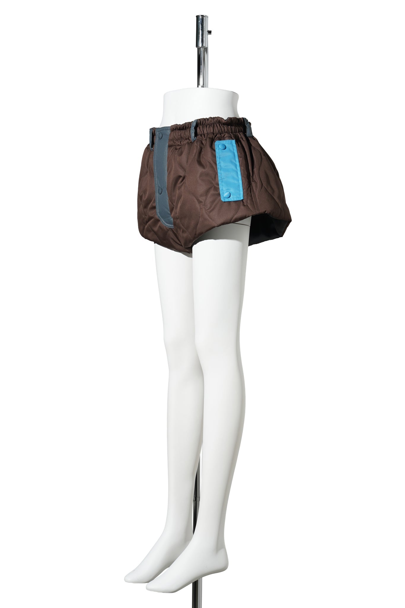 QUILTED TRACK SHORTS / BROWN