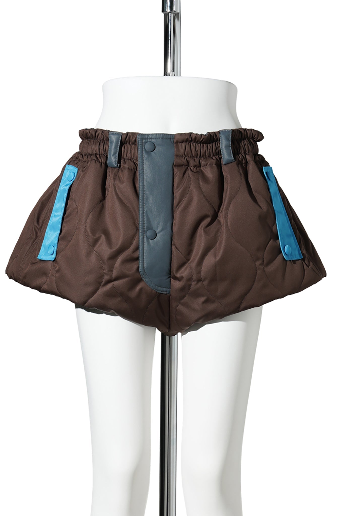 QUILTED TRACK SHORTS / BROWN