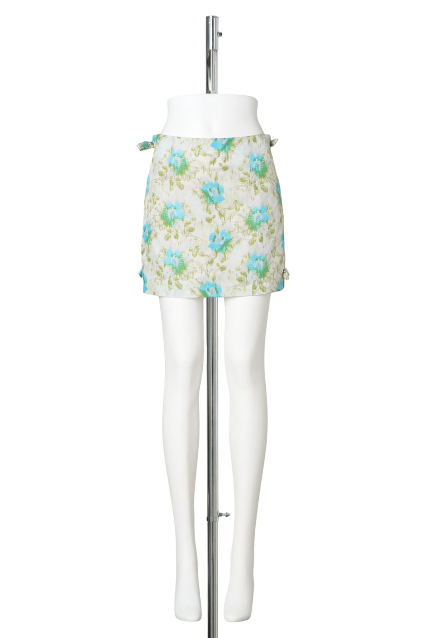 MINI SKIRT W/SIDE BOWS / GREEN/BLUE