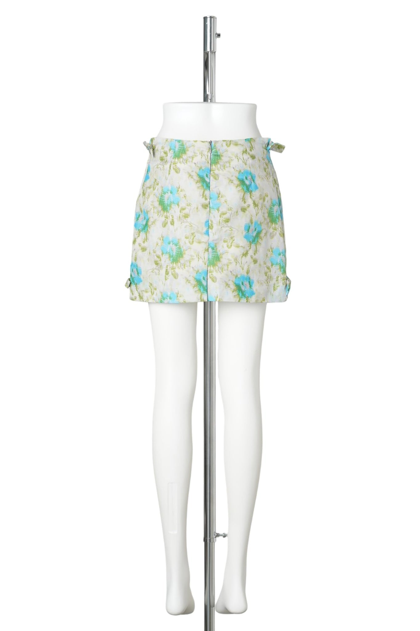 MINI SKIRT W/SIDE BOWS / GREEN/BLUE