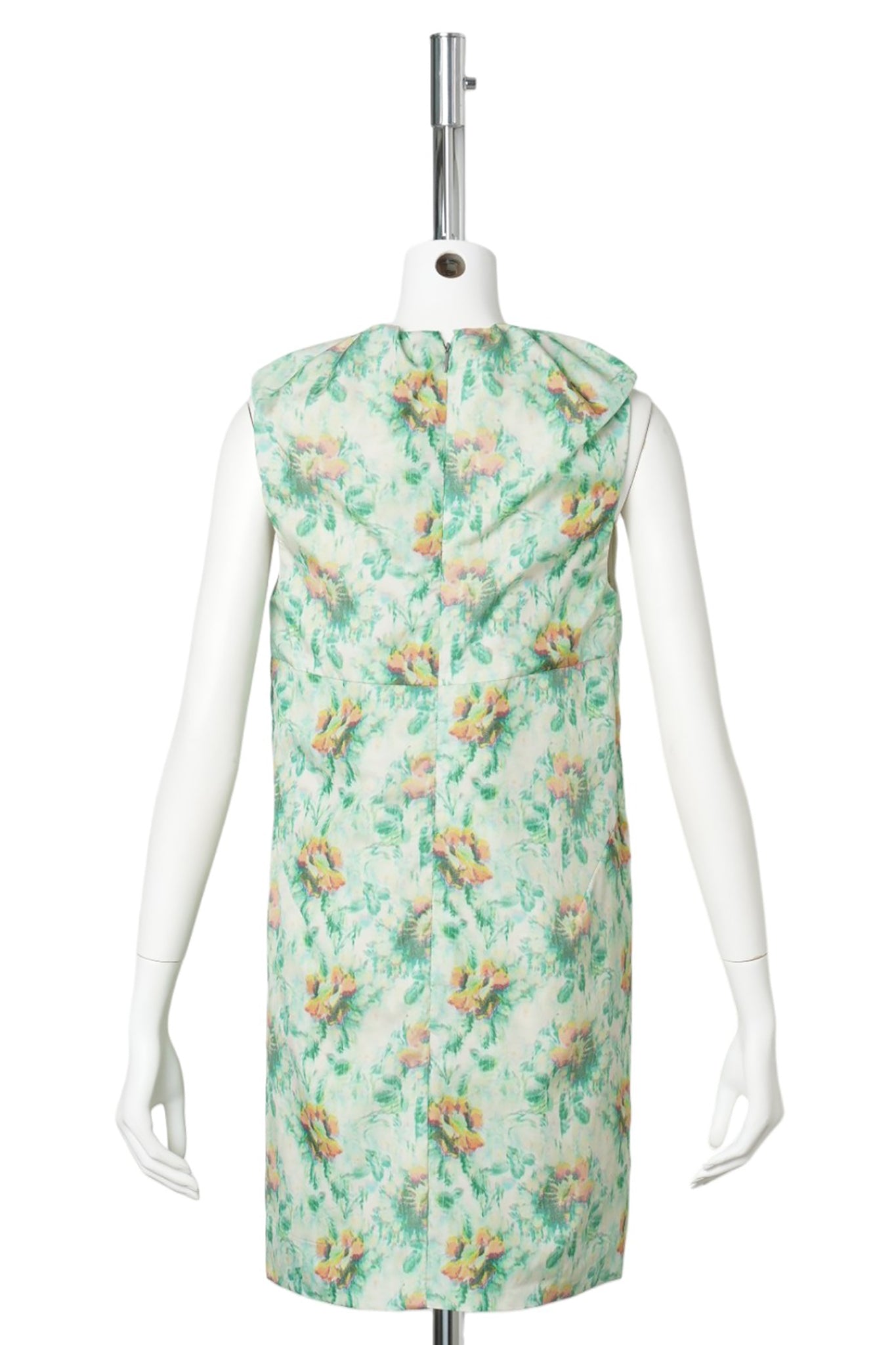 MIDI SHIFT DRESS W/ BIG BOW / GREEN/ORANGE