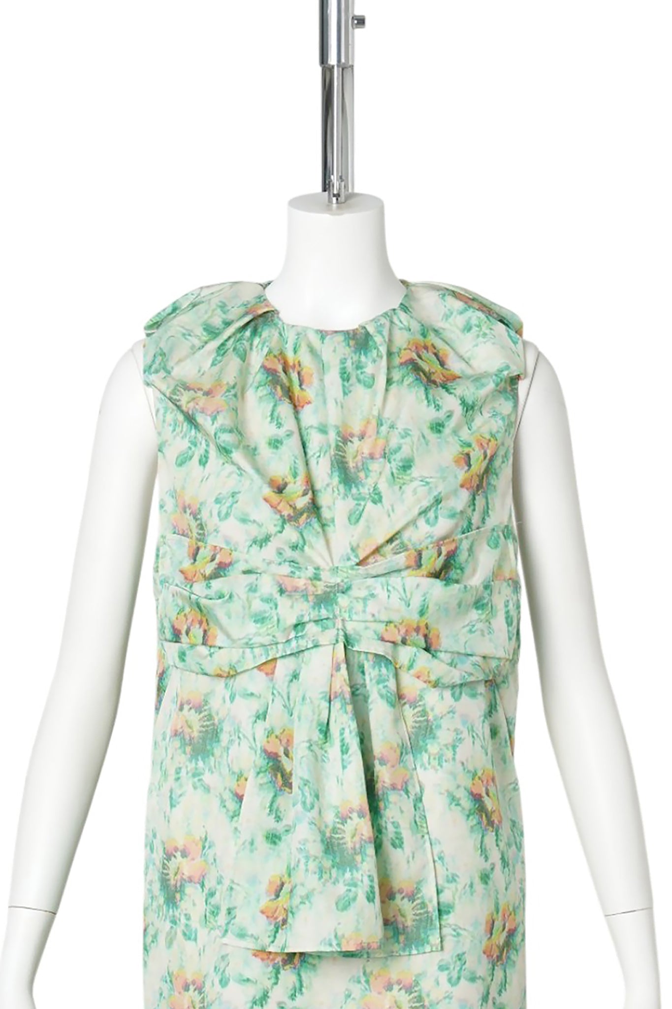 MIDI SHIFT DRESS W/ BIG BOW / GREEN/ORANGE
