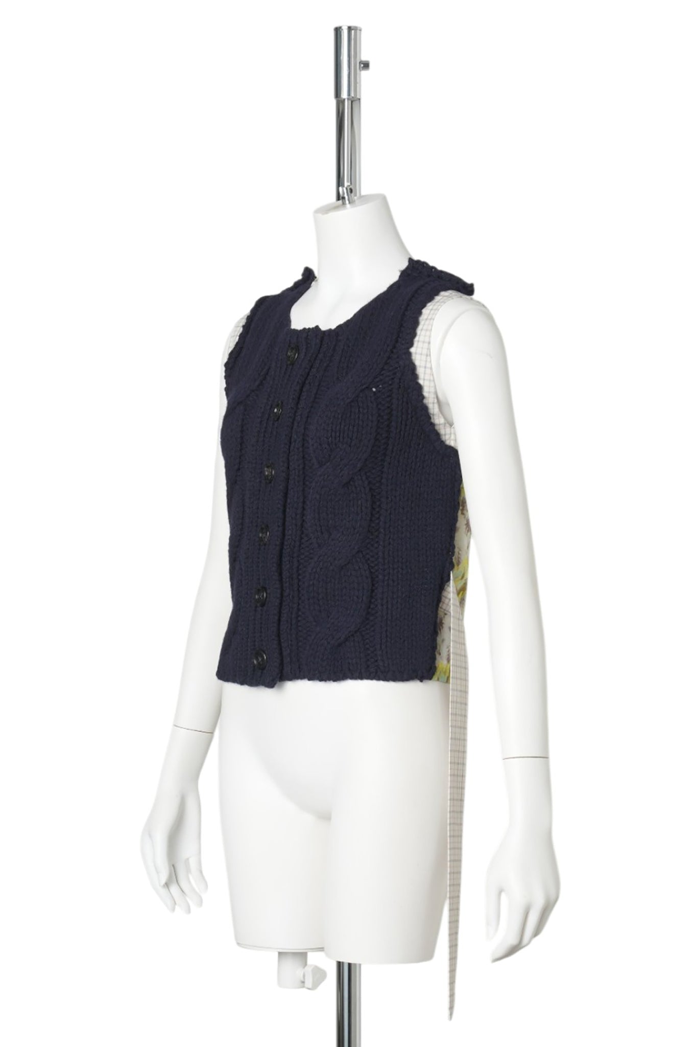 CREWNECK VEST W/BELT / NAVY/YELLOW MULTI