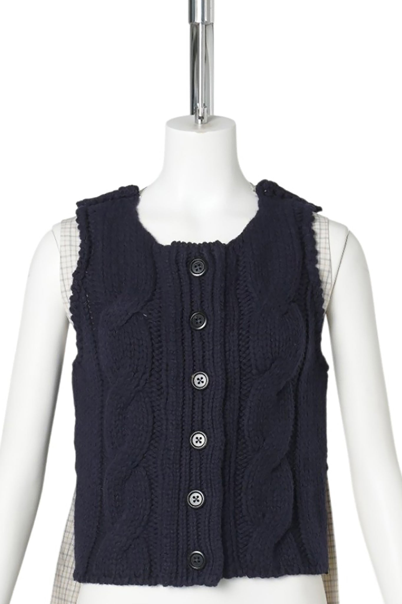 CREWNECK VEST W/BELT / NAVY/YELLOW MULTI