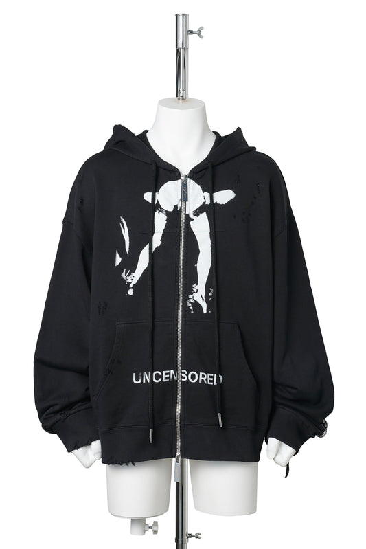 UNISEX CUL HOODIE KNIT / BLACK
