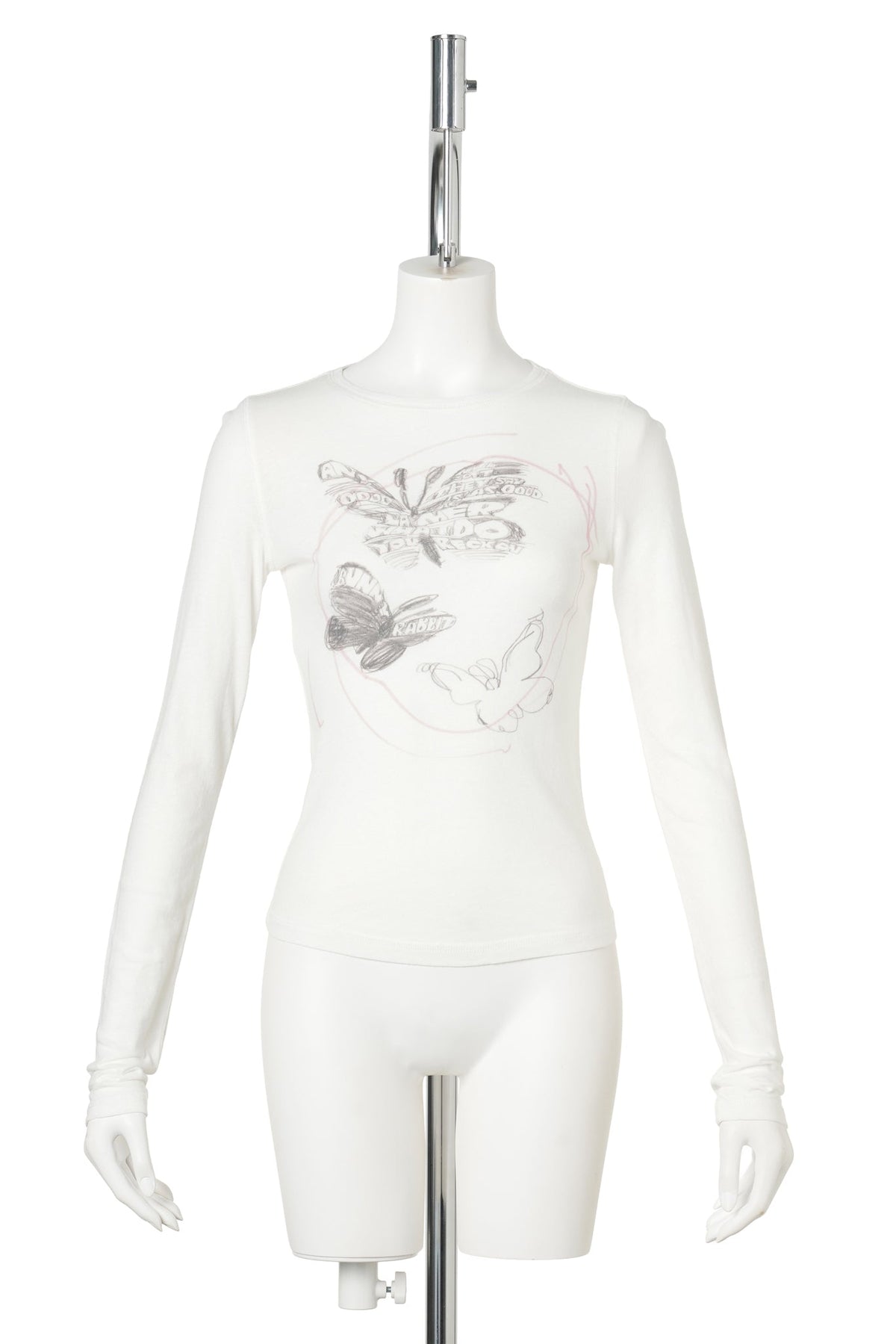 BUTTERFLY SCRIBBLE L/S T-SHIRT / WHITE