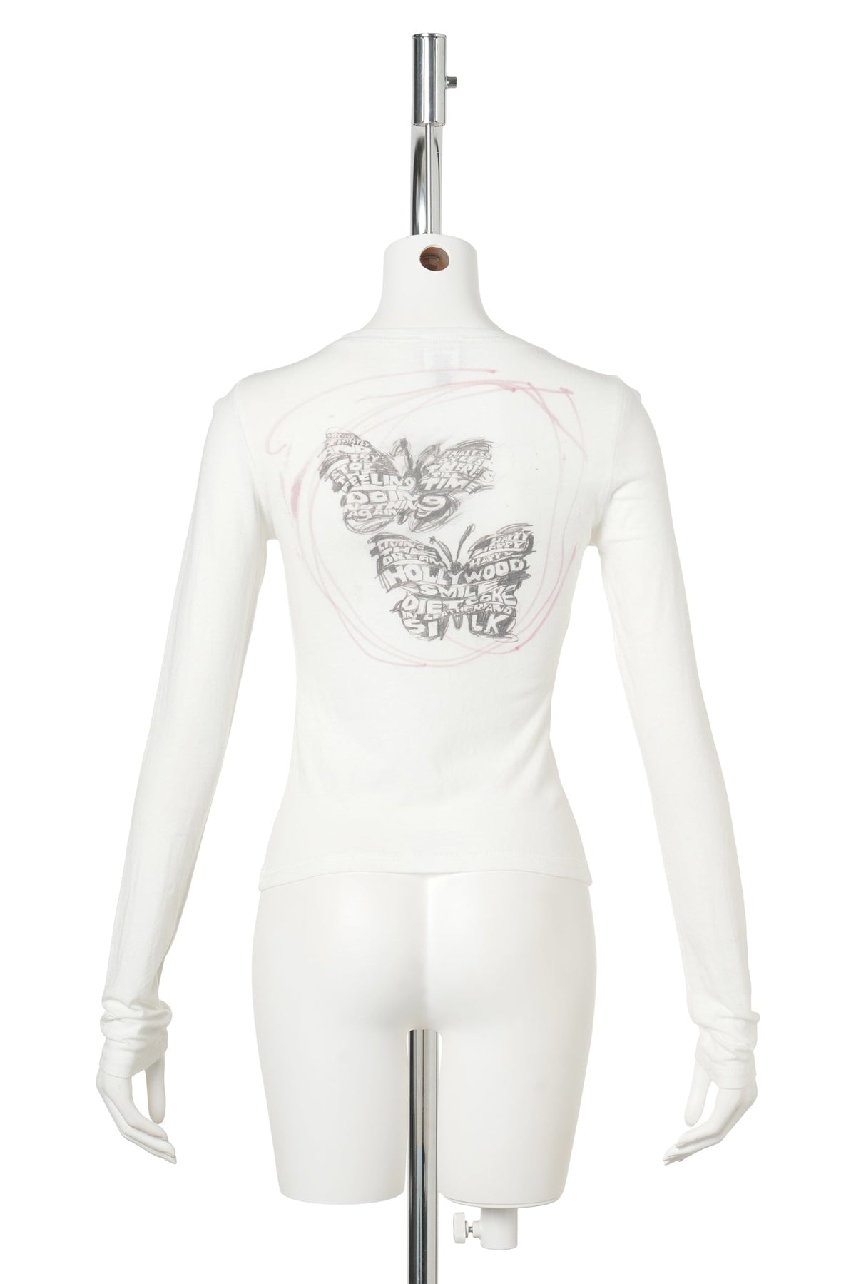 BUTTERFLY SCRIBBLE L/S T-SHIRT / WHITE