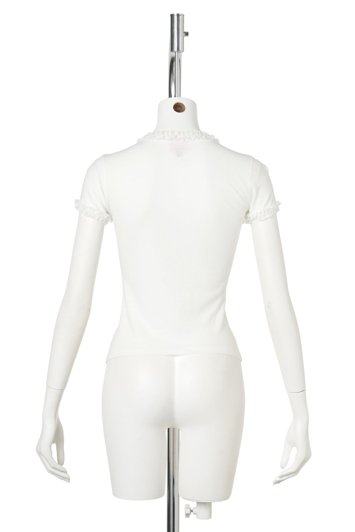CIGGIE LACE TRIMMED BABY TEE (WITH LACE TRIM) / WHITE