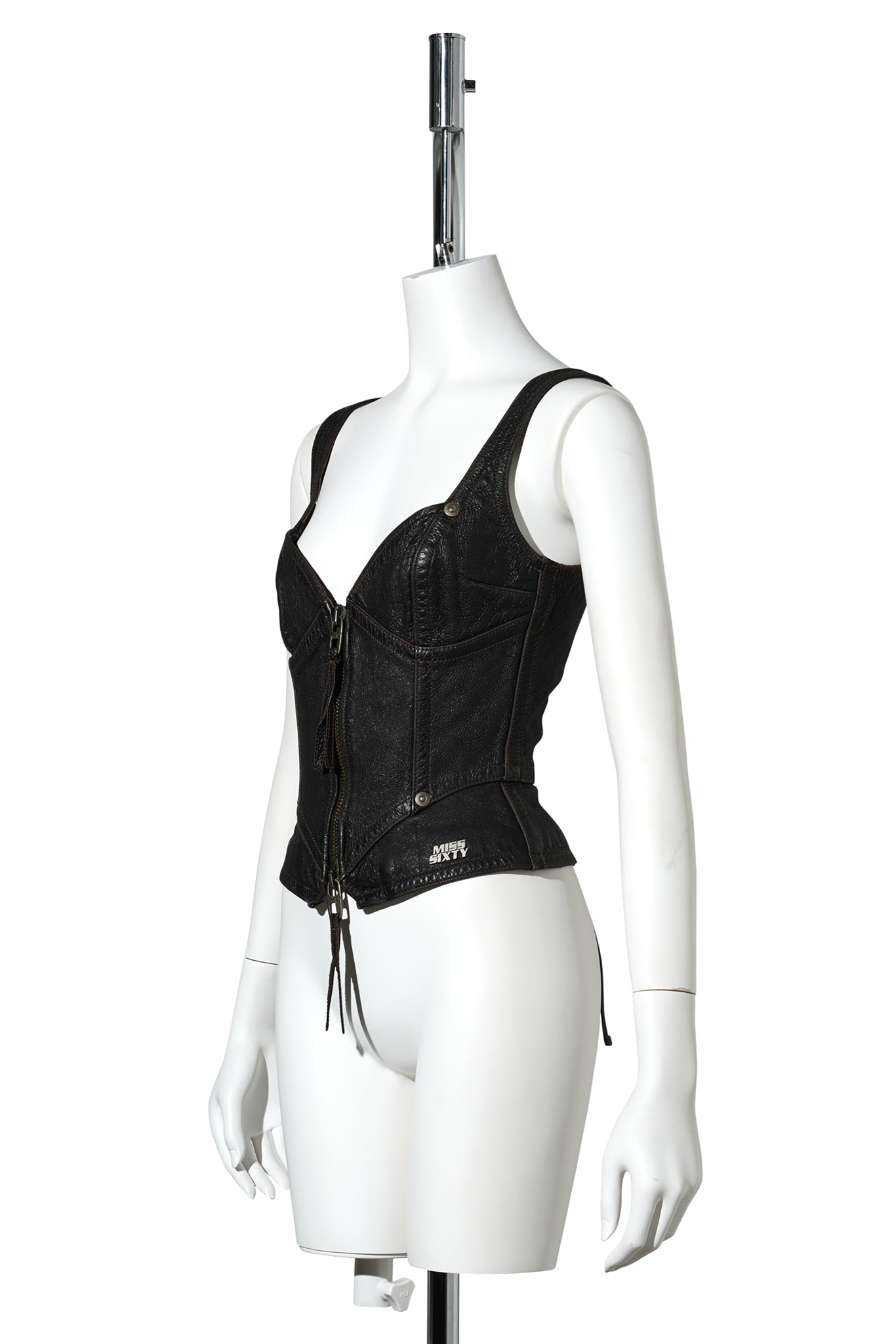 LEATHER VEST / RETRO/BLACK