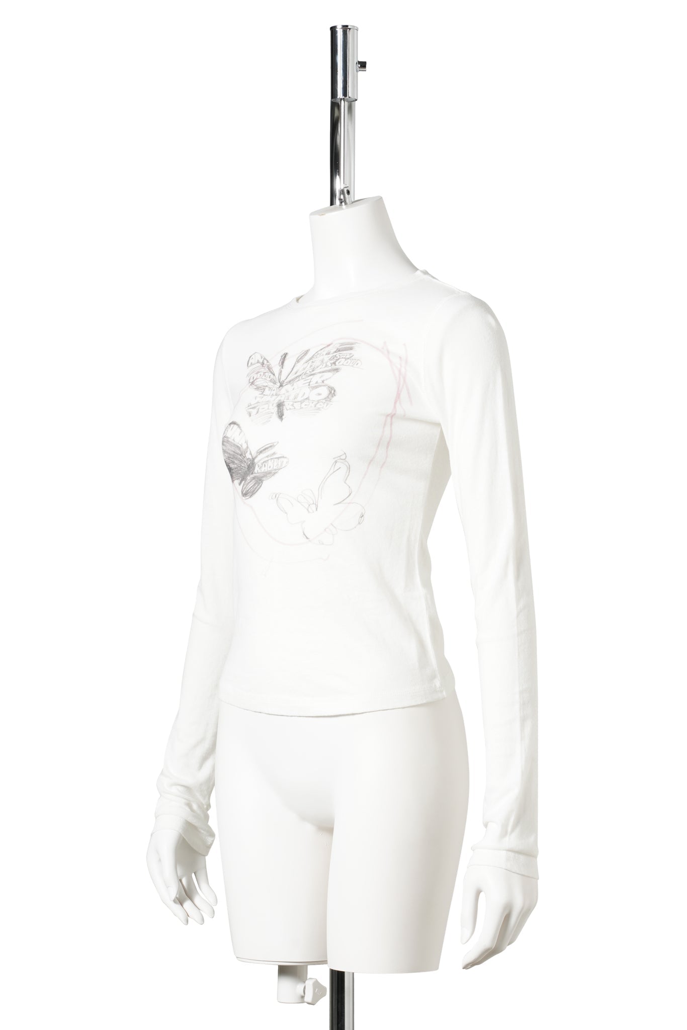 BUTTERFLY SCRIBBLE US T-SHIRT / WHITE
