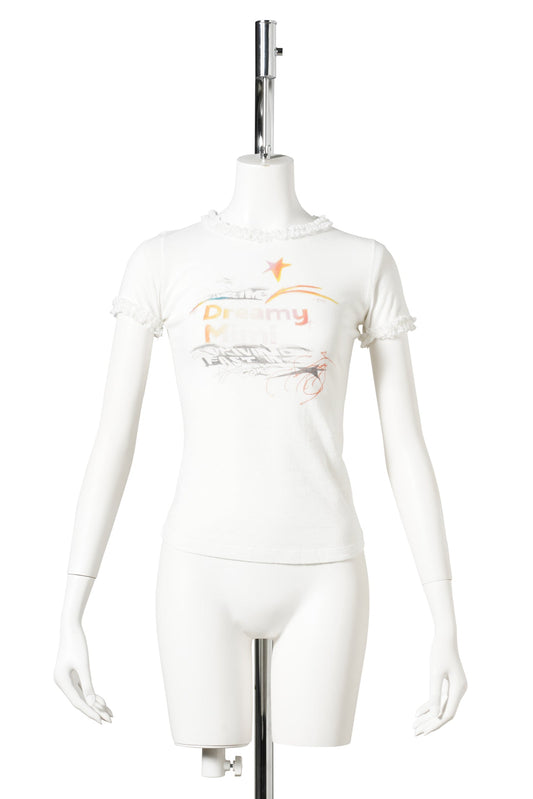 DREAMY BABY TEE(WITH  LACE TRIM) / WHITE