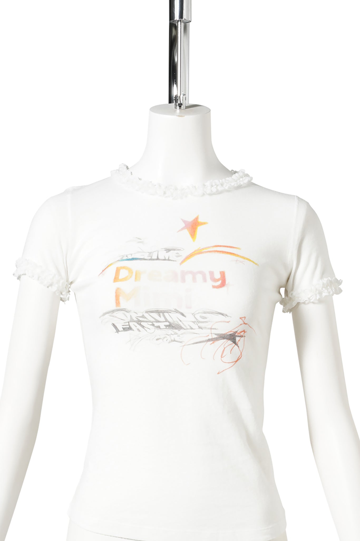 DREAMY BABY TEE(WITH  LACE TRIM) / WHITE