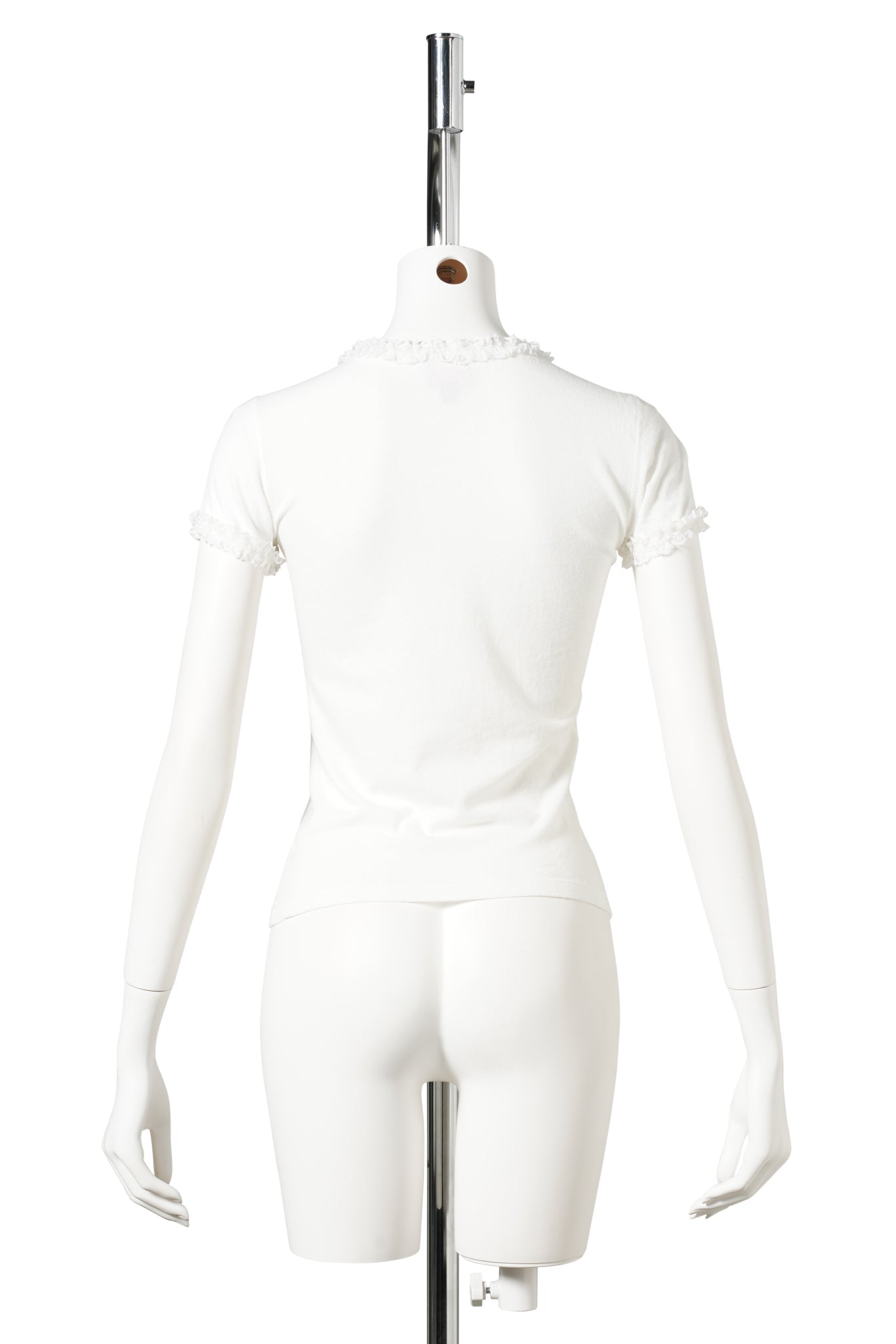 CIGGIE LACE TRIMMED BABY TEE(WITH LACE TRIM) / WHITE