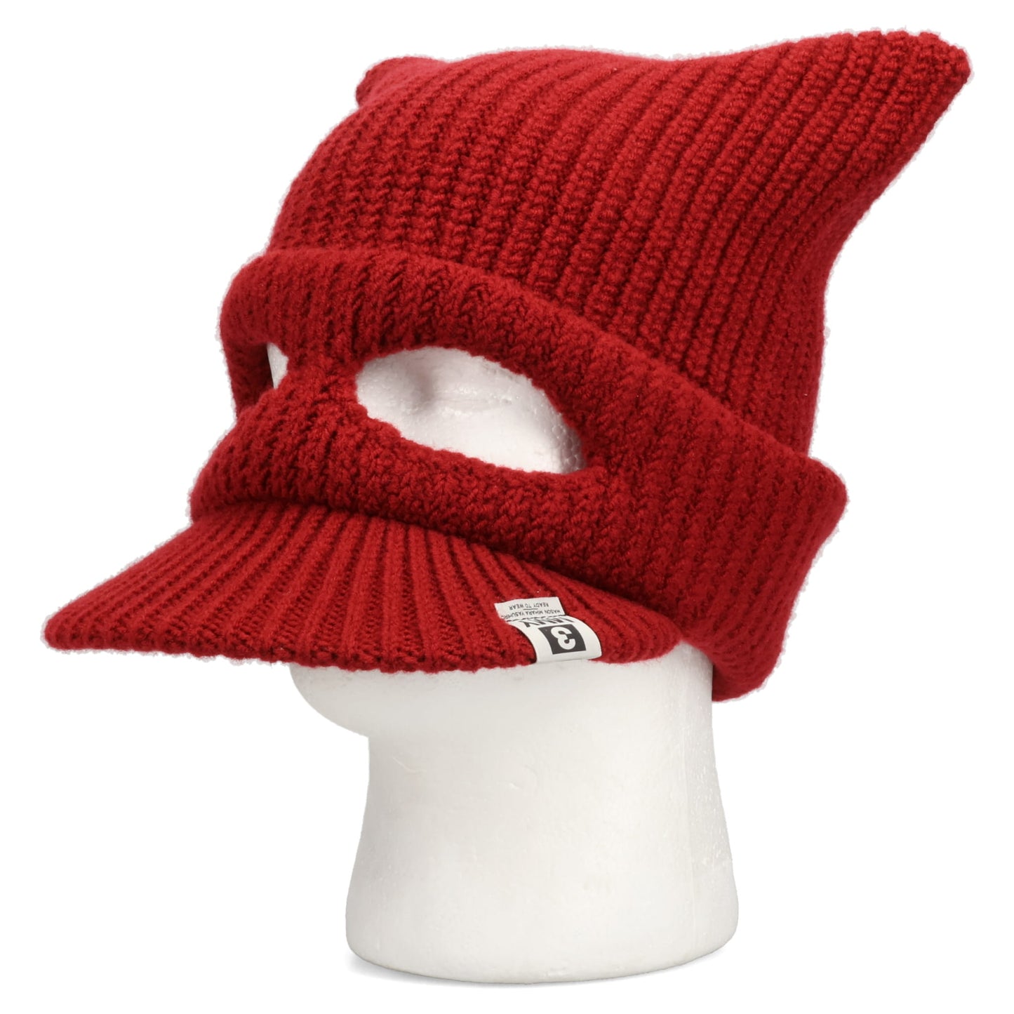 MASKED CAT VISOR KNIT CAP / RED