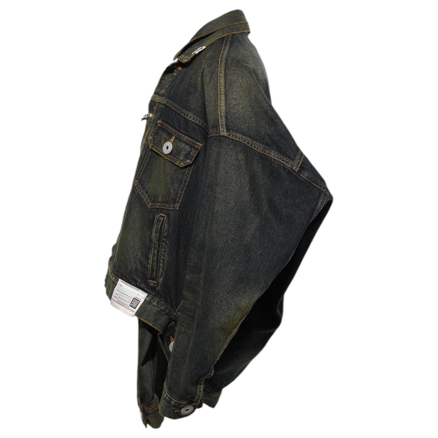 FRONT LAYERED DENIM JACKET / INDIGO