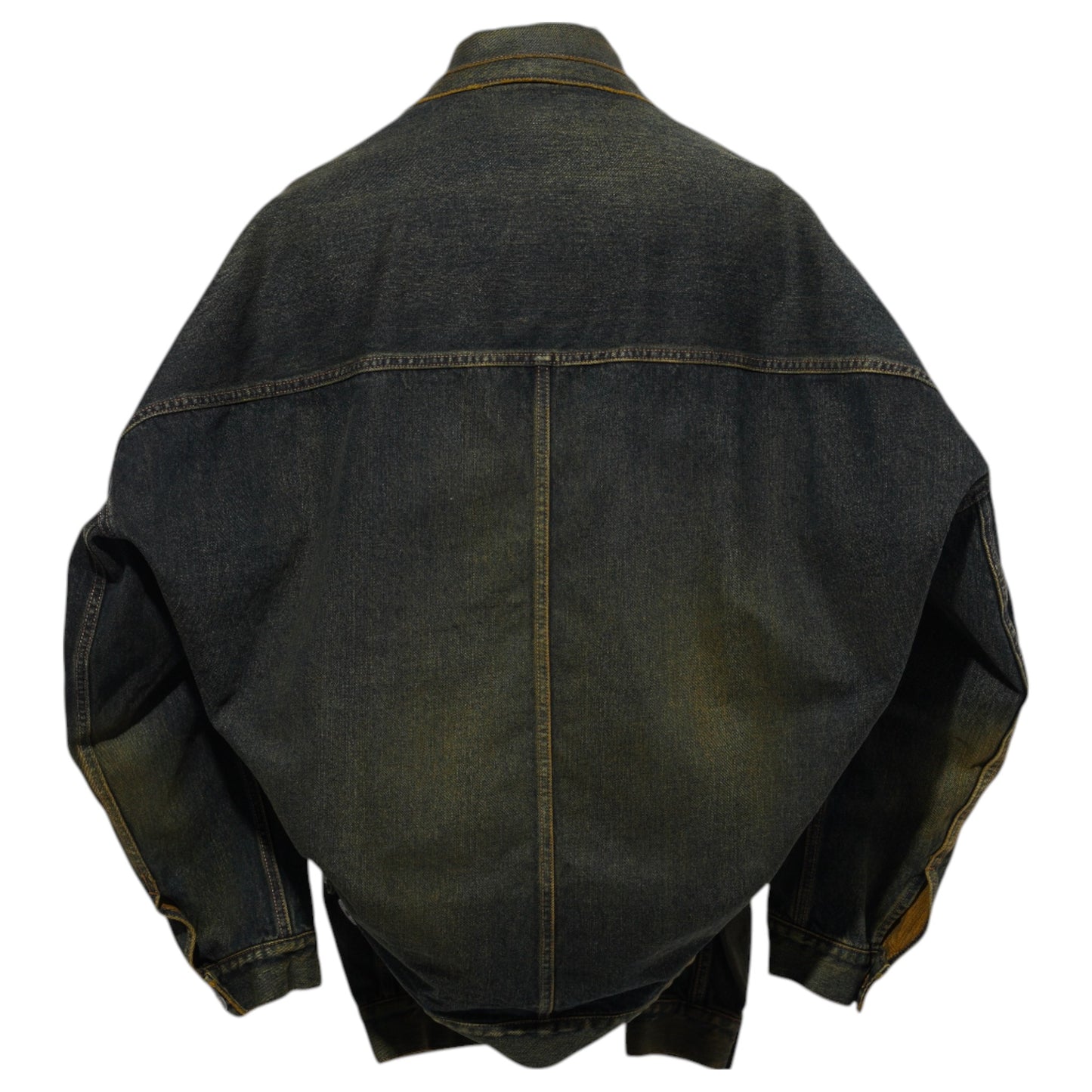 FRONT LAYERED DENIM JACKET / INDIGO