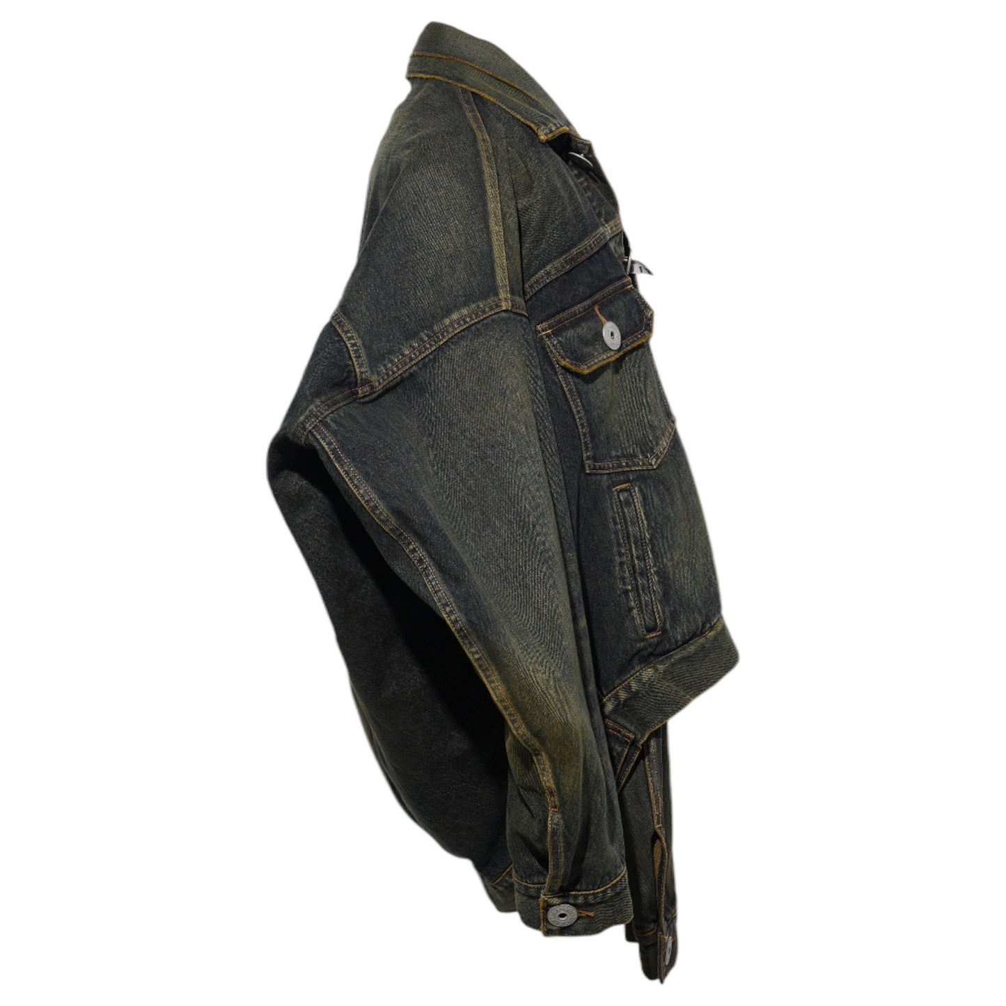 FRONT LAYERED DENIM JACKET / INDIGO