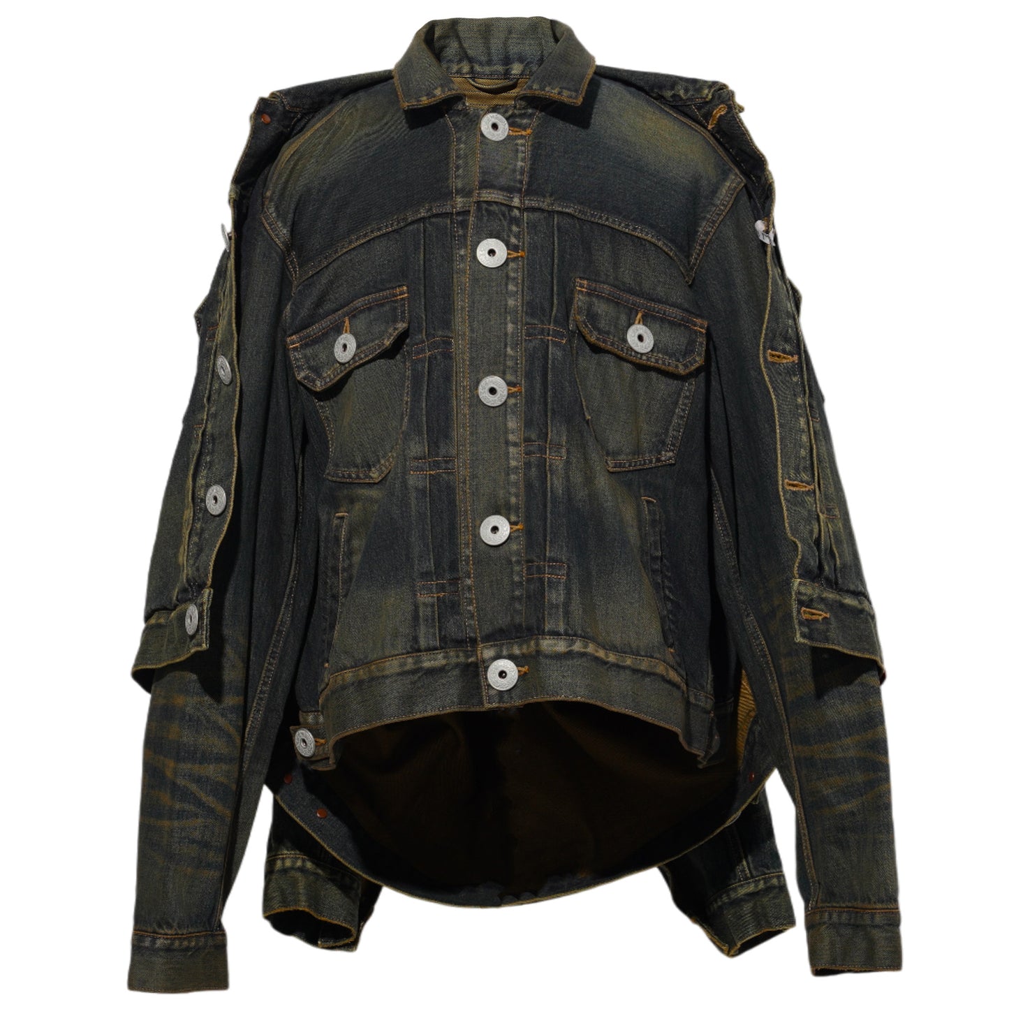 FRONT LAYERED DENIM JACKET / INDIGO