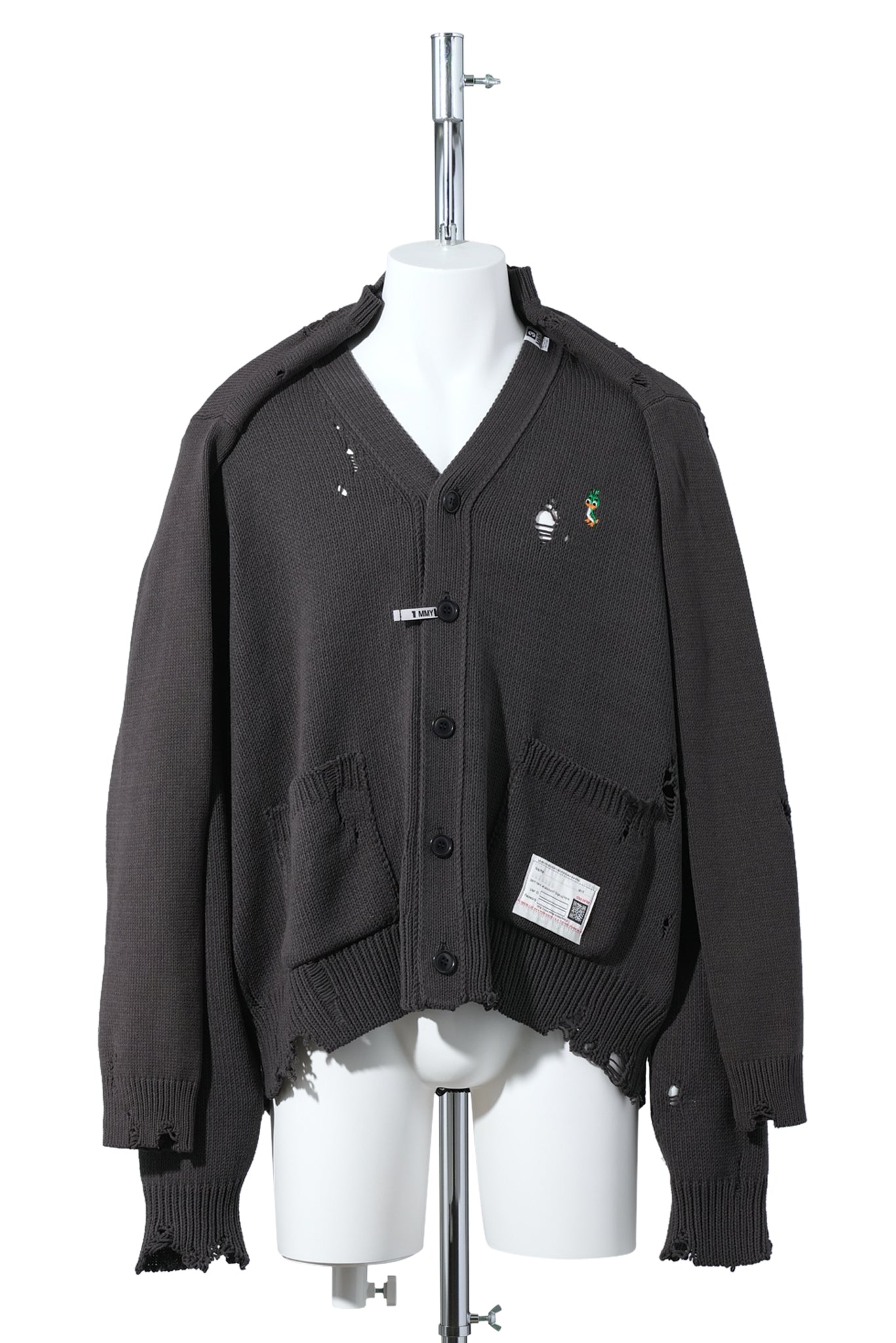 SHAWL LAYERED KNIT CARDIGAN / BLACK