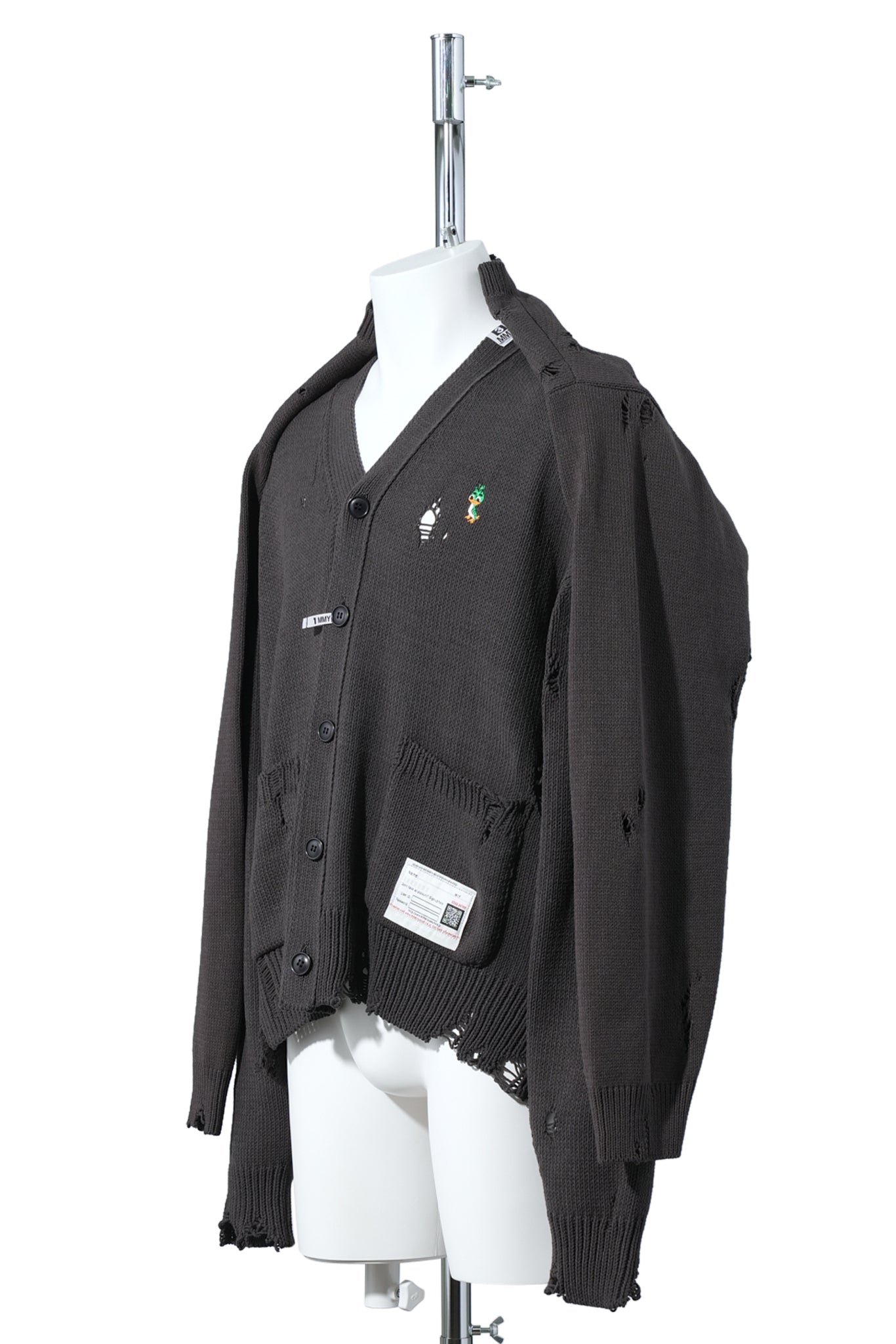 SHAWL LAYERED KNIT CARDIGAN / BLACK