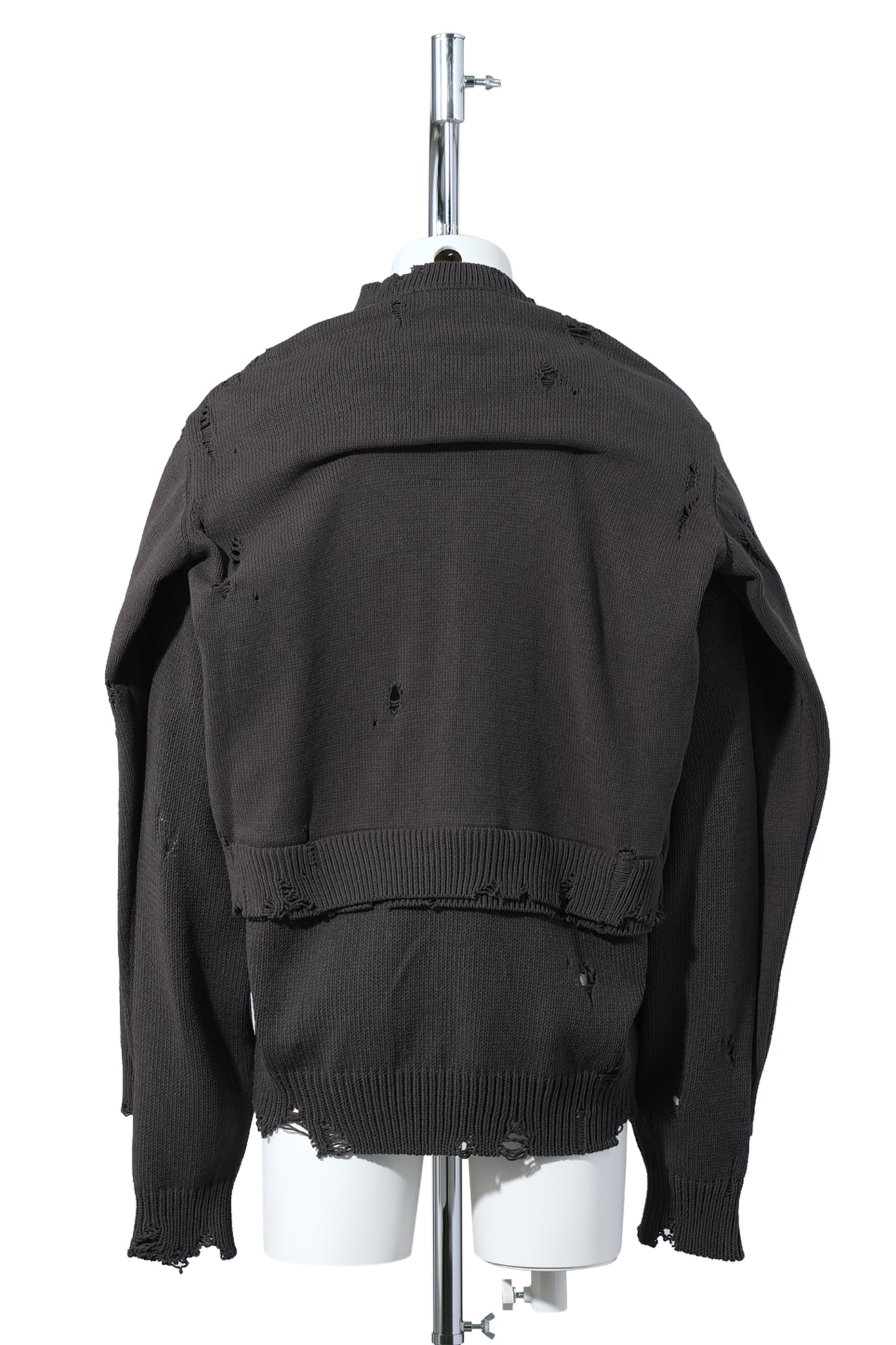 SHAWL LAYERED KNIT CARDIGAN / BLACK