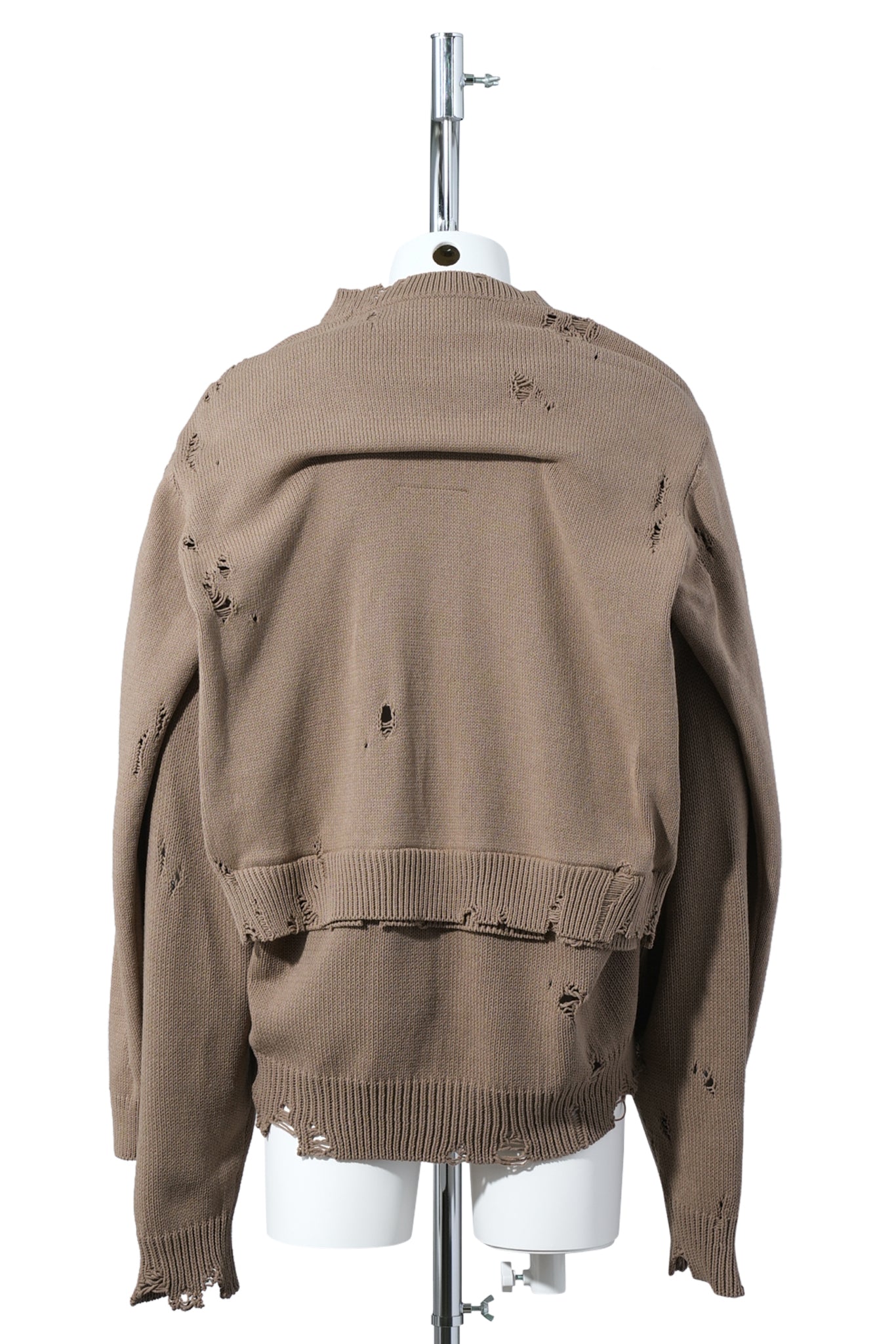 SHAWL LAYERED KNIT CARDIGAN / BROWN