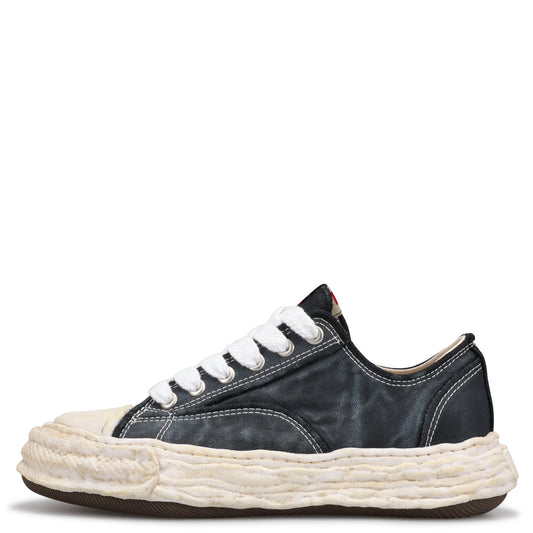 PETERSON 23 EMBROIDERY VINTAGE EFFECT CANVAS LOW-TOP SNEAKER / 018:BLACK