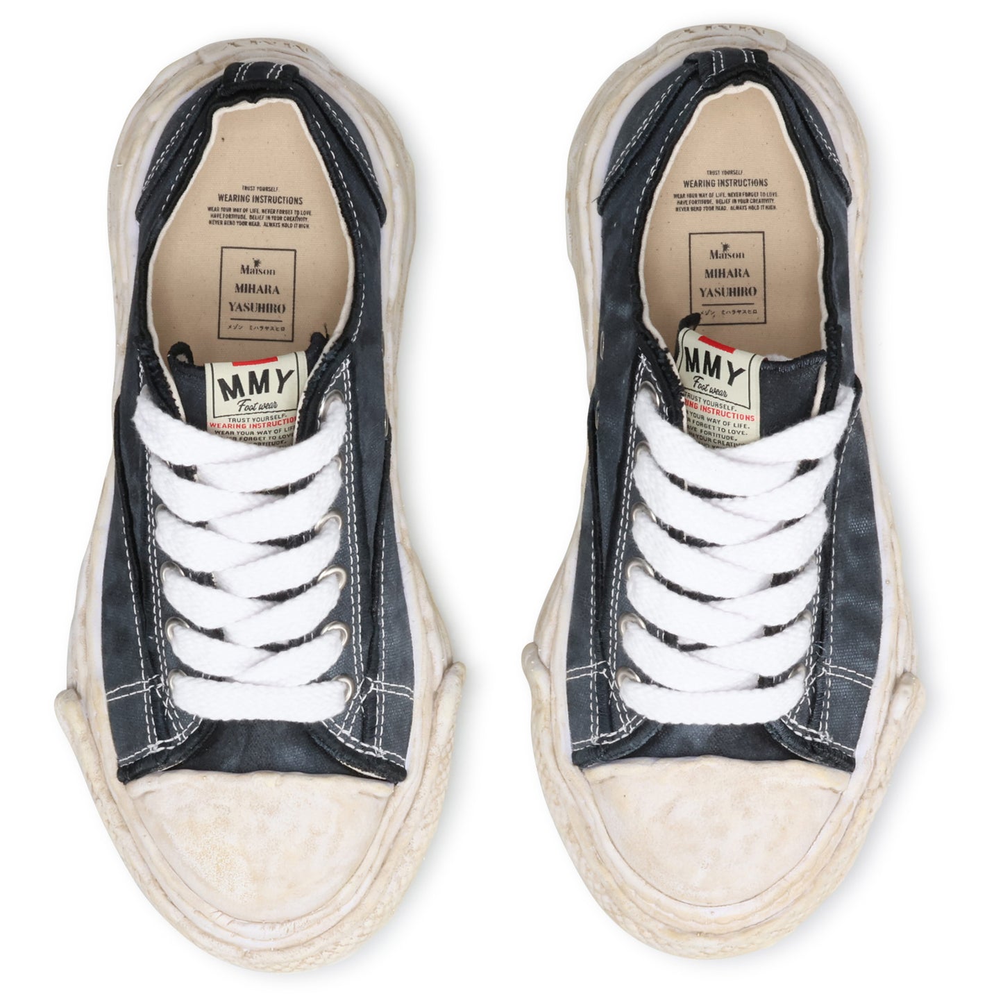 PETERSON 23 EMBROIDERY VINTAGE EFFECT CANVAS LOW-TOP SNEAKER / 018:BLACK