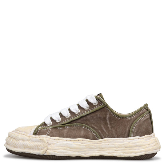 PETERSON 23 EMBROIDERY VINTAGE EFFECT CANVAS LOW-TOP SNEAKER / 058:KHAKI