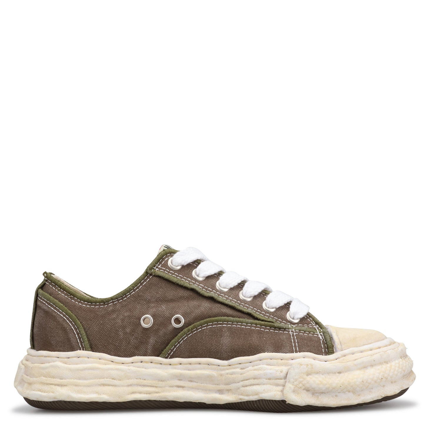 PETERSON 23 EMBROIDERY VINTAGE EFFECT CANVAS LOW-TOP SNEAKER / 058:KHAKI
