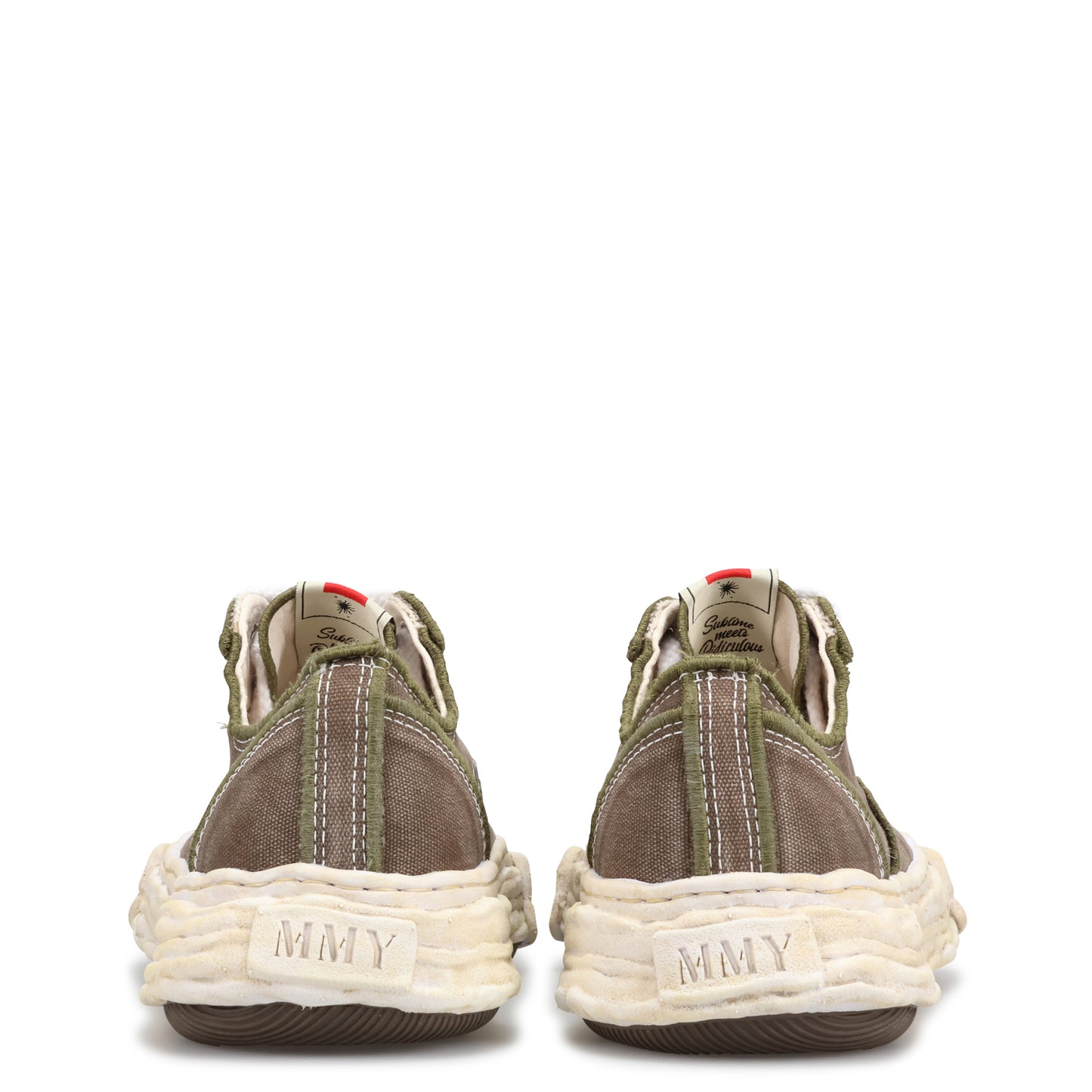 PETERSON 23 EMBROIDERY VINTAGE EFFECT CANVAS LOW-TOP SNEAKER / 058:KHAKI