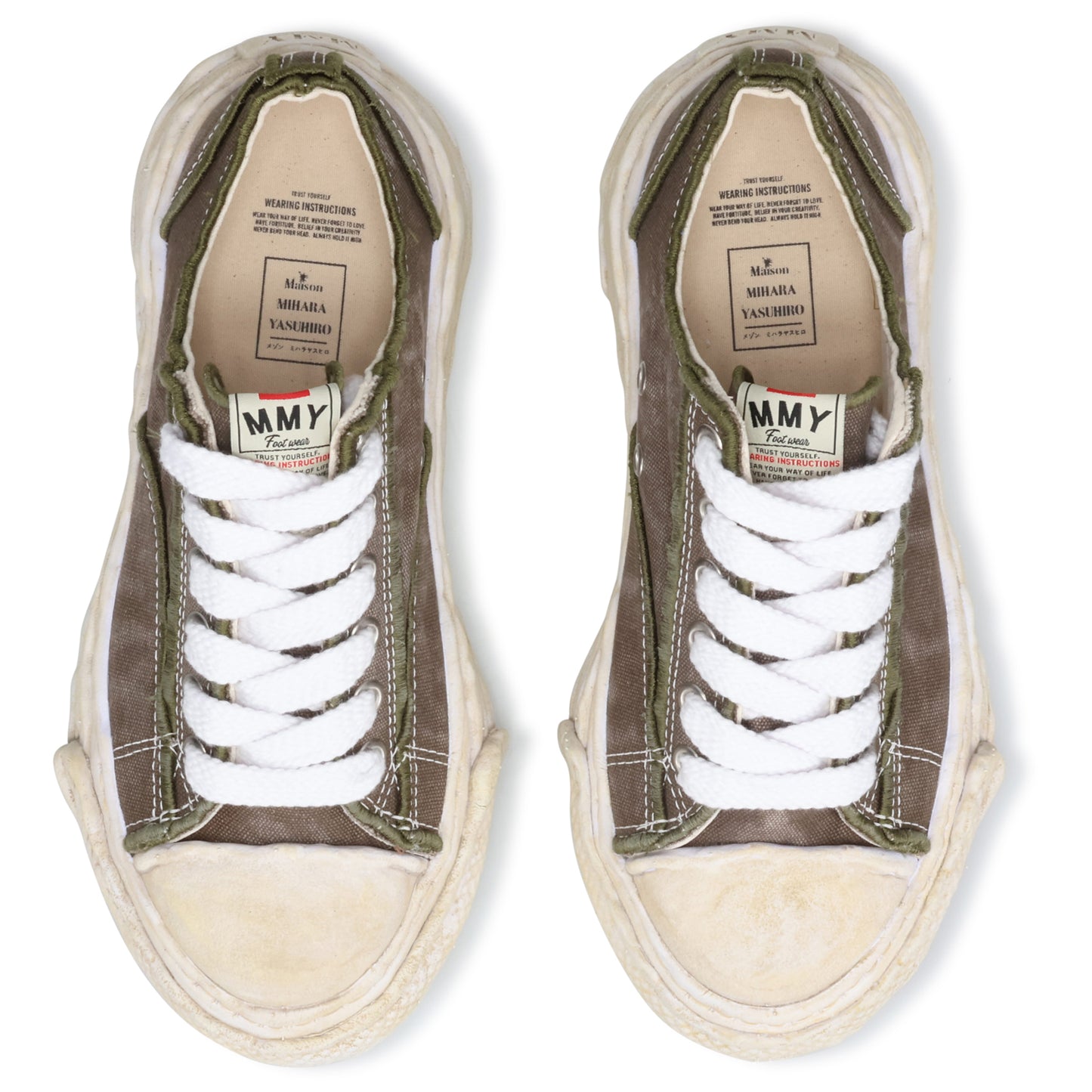 PETERSON 23 EMBROIDERY VINTAGE EFFECT CANVAS LOW-TOP SNEAKER / 058:KHAKI