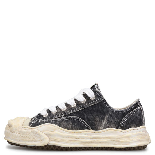 HANK BLEACHING AND WASHING TEXTILE LOW-TOP SNEAKER / 018:BLACK