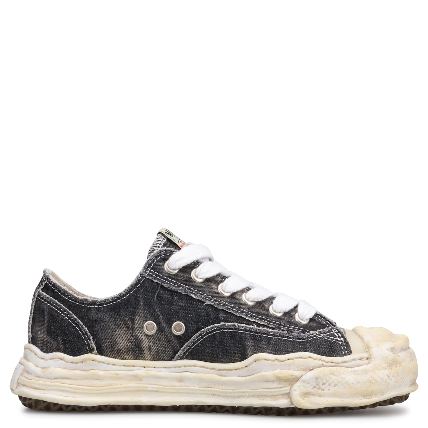 HANK BLEACHING AND WASHING TEXTILE LOW-TOP SNEAKER / 018:BLACK