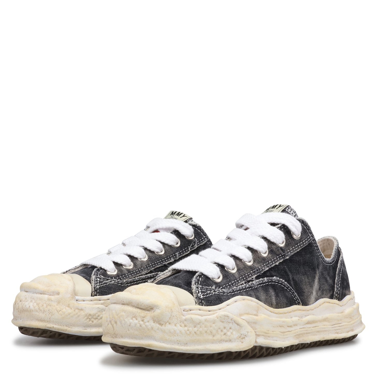 HANK BLEACHING AND WASHING TEXTILE LOW-TOP SNEAKER / 018:BLACK