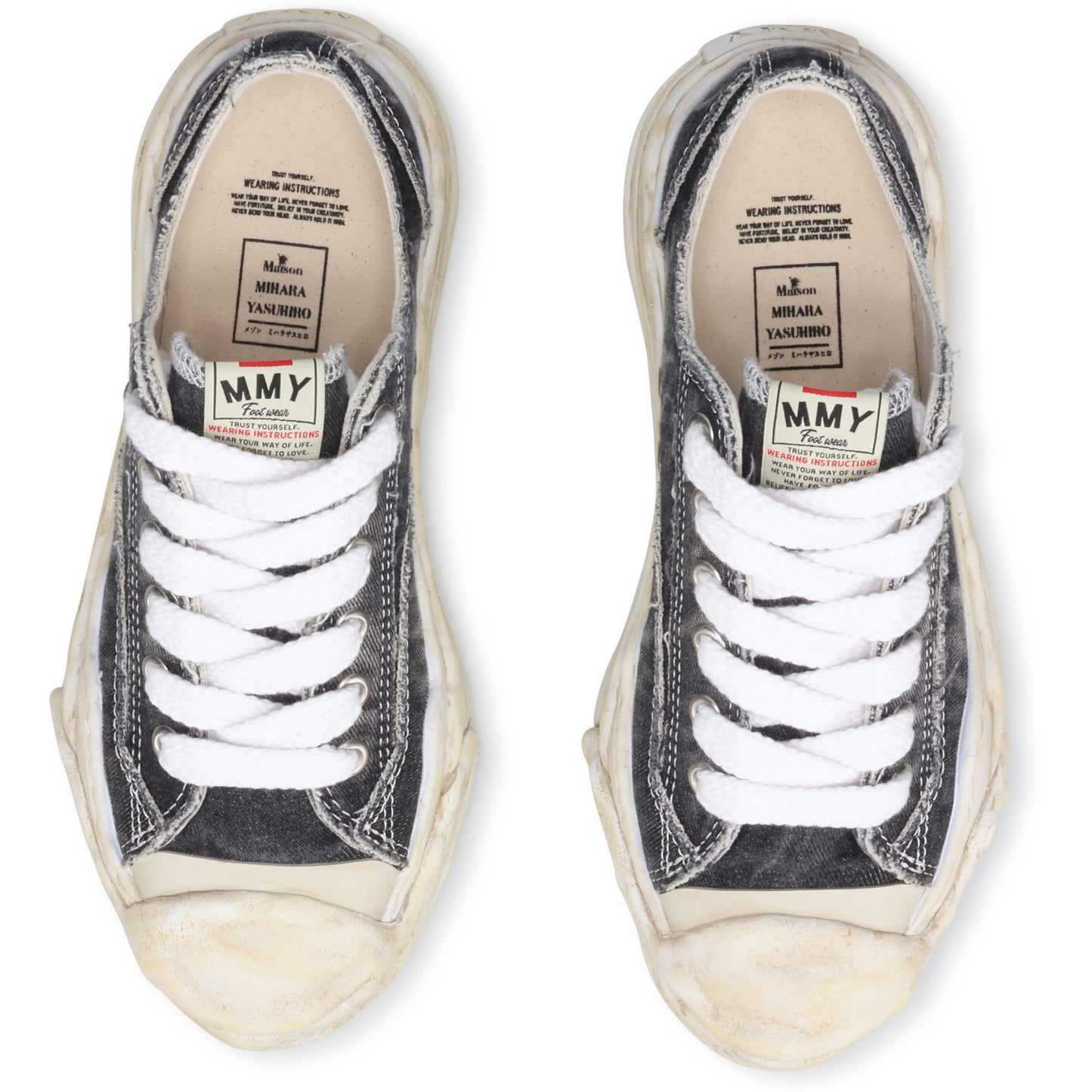 HANK BLEACHING AND WASHING TEXTILE LOW-TOP SNEAKER / 018:BLACK