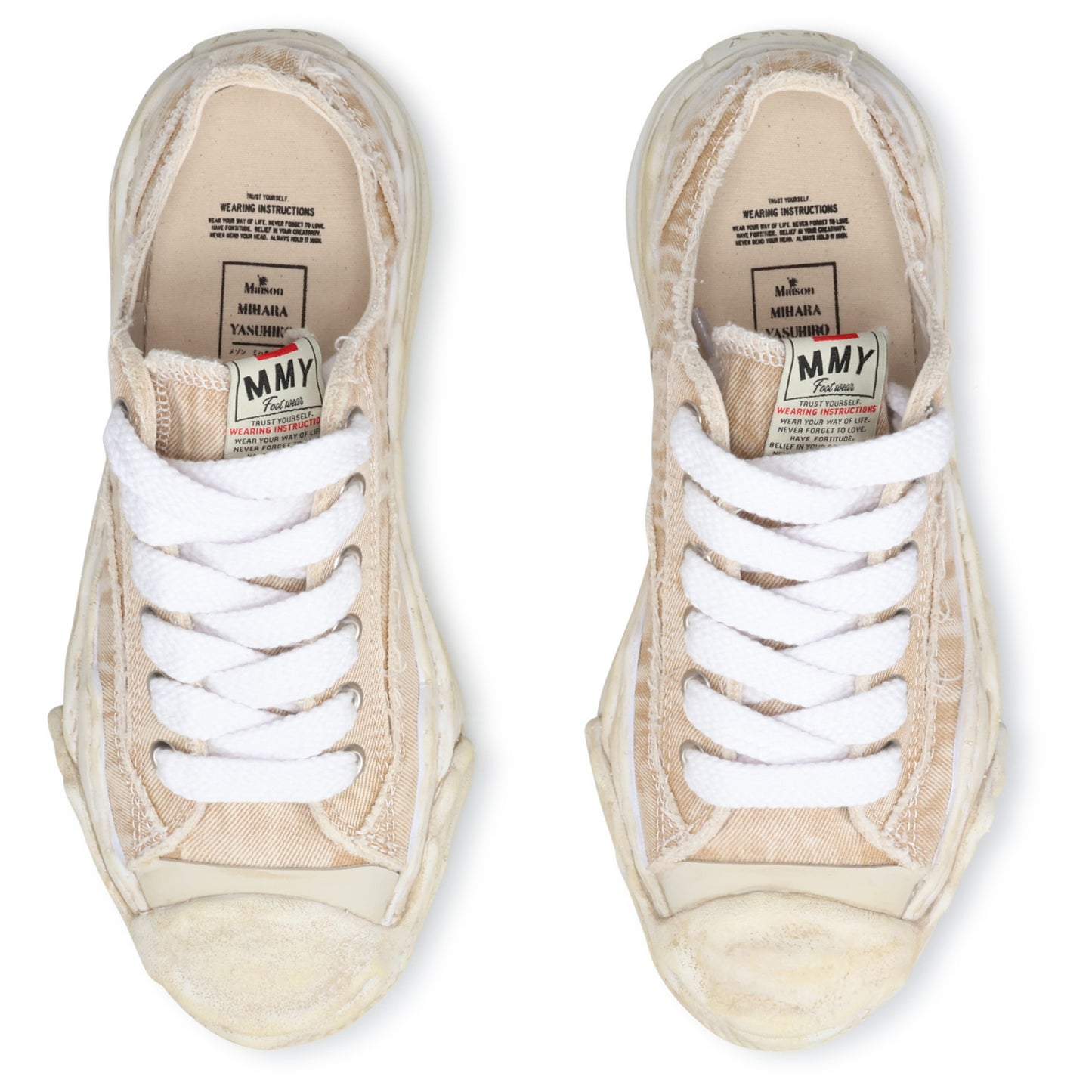 HANK BLEACHING AND WASHING TEXTILE LOW-TOP SNEAKER / 033:BEIGE