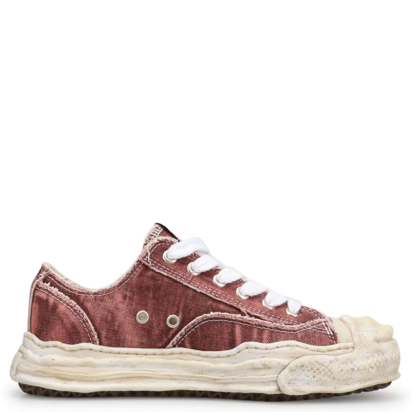 HANK BLEACHING AND WASHING TEXTILE LOW-TOP SNEAKER / 048:BORDEAUX
