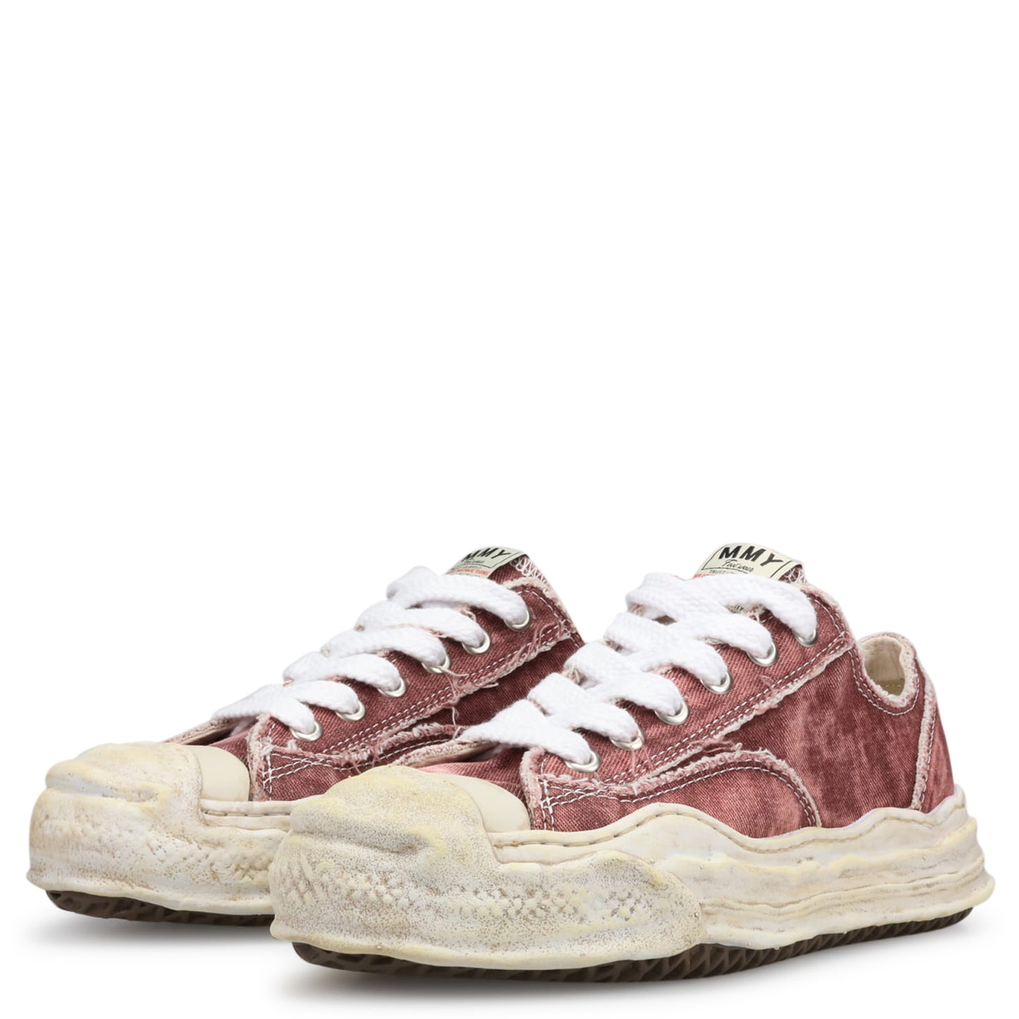 HANK BLEACHING AND WASHING TEXTILE LOW-TOP SNEAKER / 048:BORDEAUX