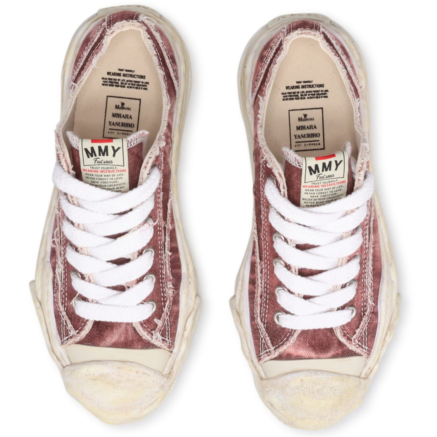 HANK BLEACHING AND WASHING TEXTILE LOW-TOP SNEAKER / 048:BORDEAUX