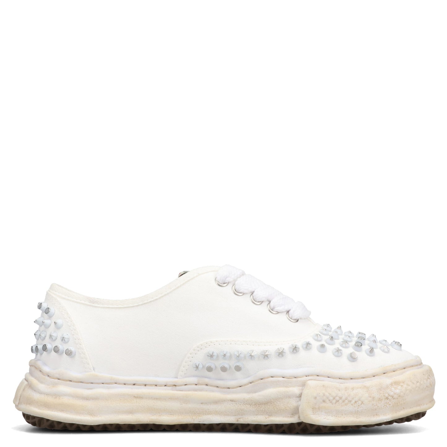 BAKER STUDDED PAINT CANVAS LOW-TOP SNEAKER / 011:WHITE