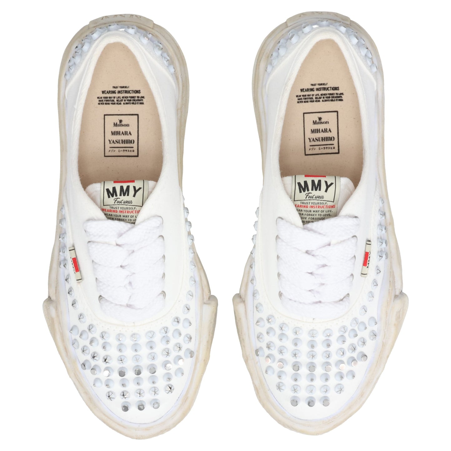 BAKER STUDDED PAINT CANVAS LOW-TOP SNEAKER / 011:WHITE