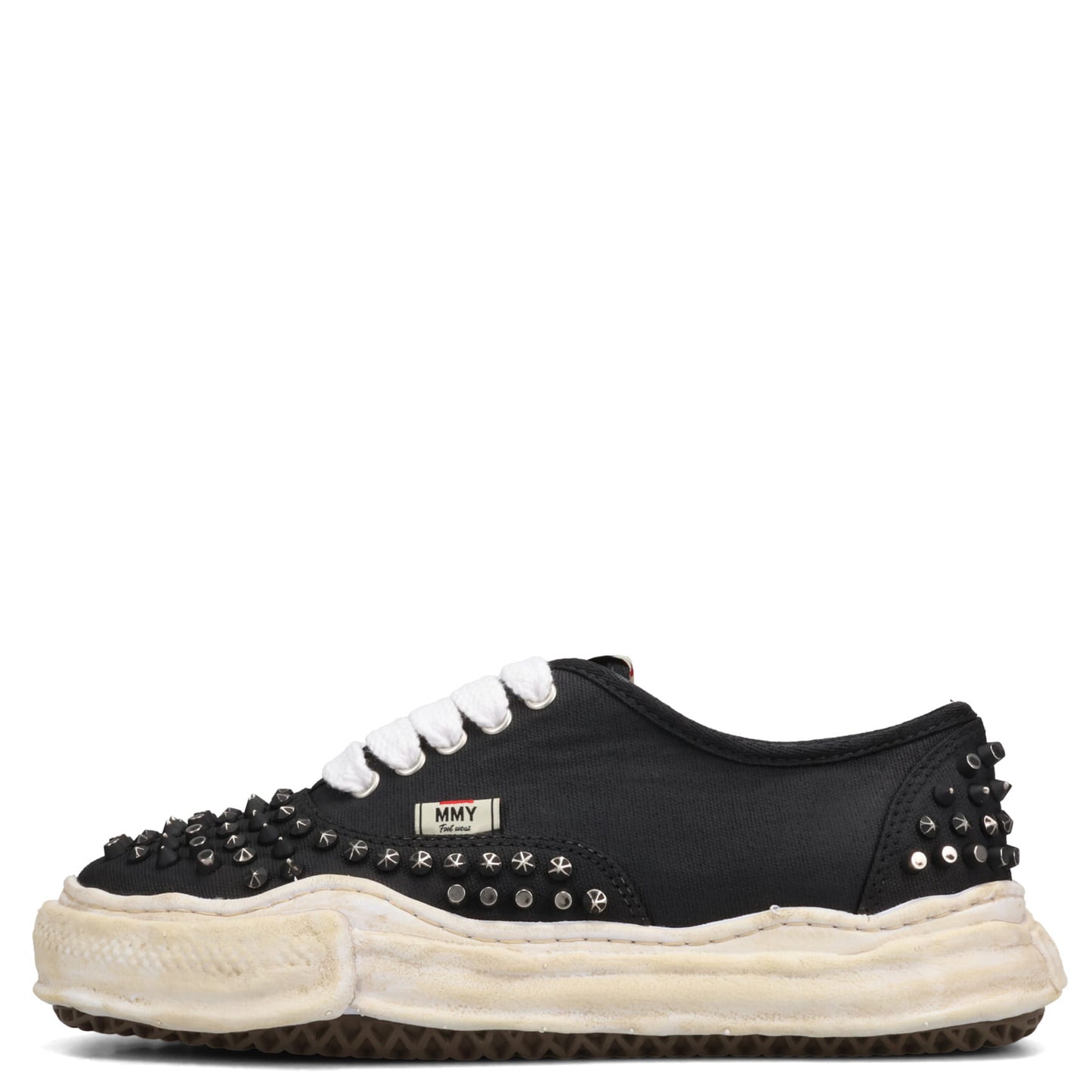 BAKER STUDDED PAINT CANVAS LOW-TOP SNEAKER / 018:BLACK
