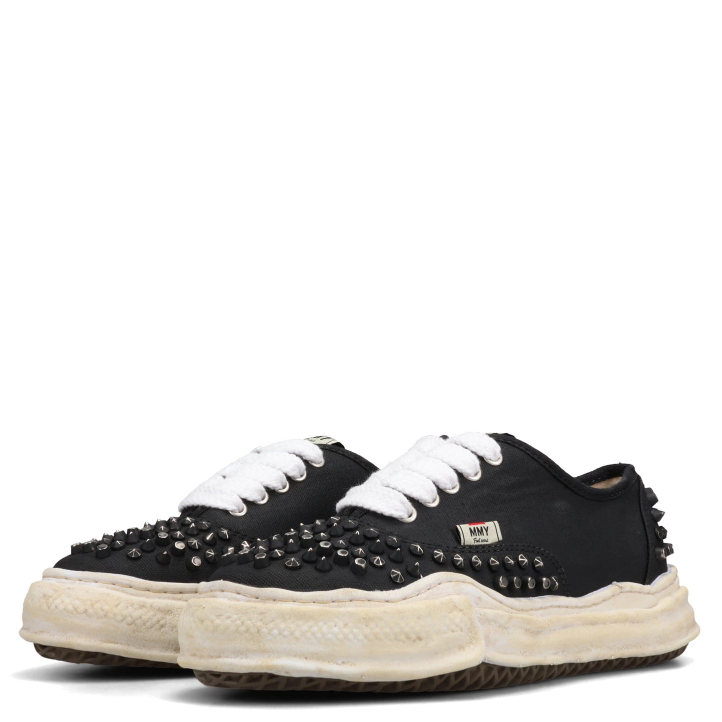 BAKER STUDDED PAINT CANVAS LOW-TOP SNEAKER / 018:BLACK