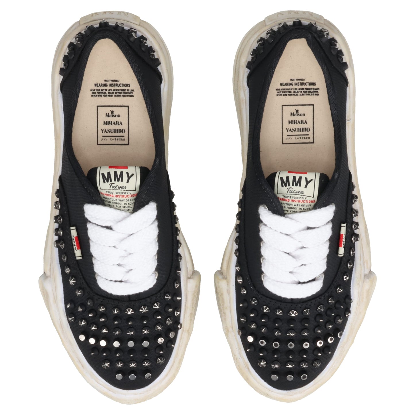 BAKER STUDDED PAINT CANVAS LOW-TOP SNEAKER / 018:BLACK