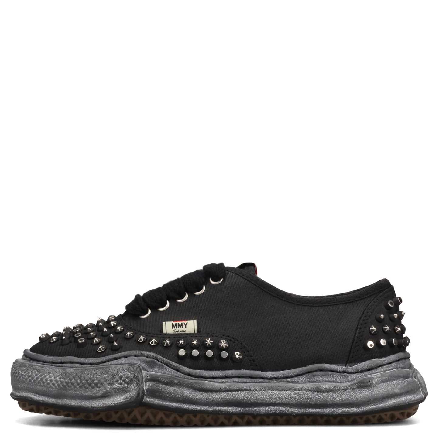 BAKER STUDDED PAINT CANVAS LOW-TOP SNEAKER / 129:BLK/BLK