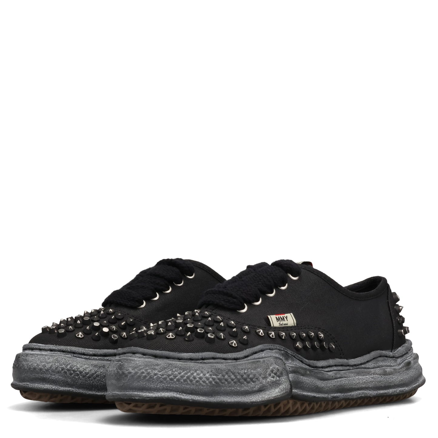 BAKER STUDDED PAINT CANVAS LOW-TOP SNEAKER / 129:BLK/BLK
