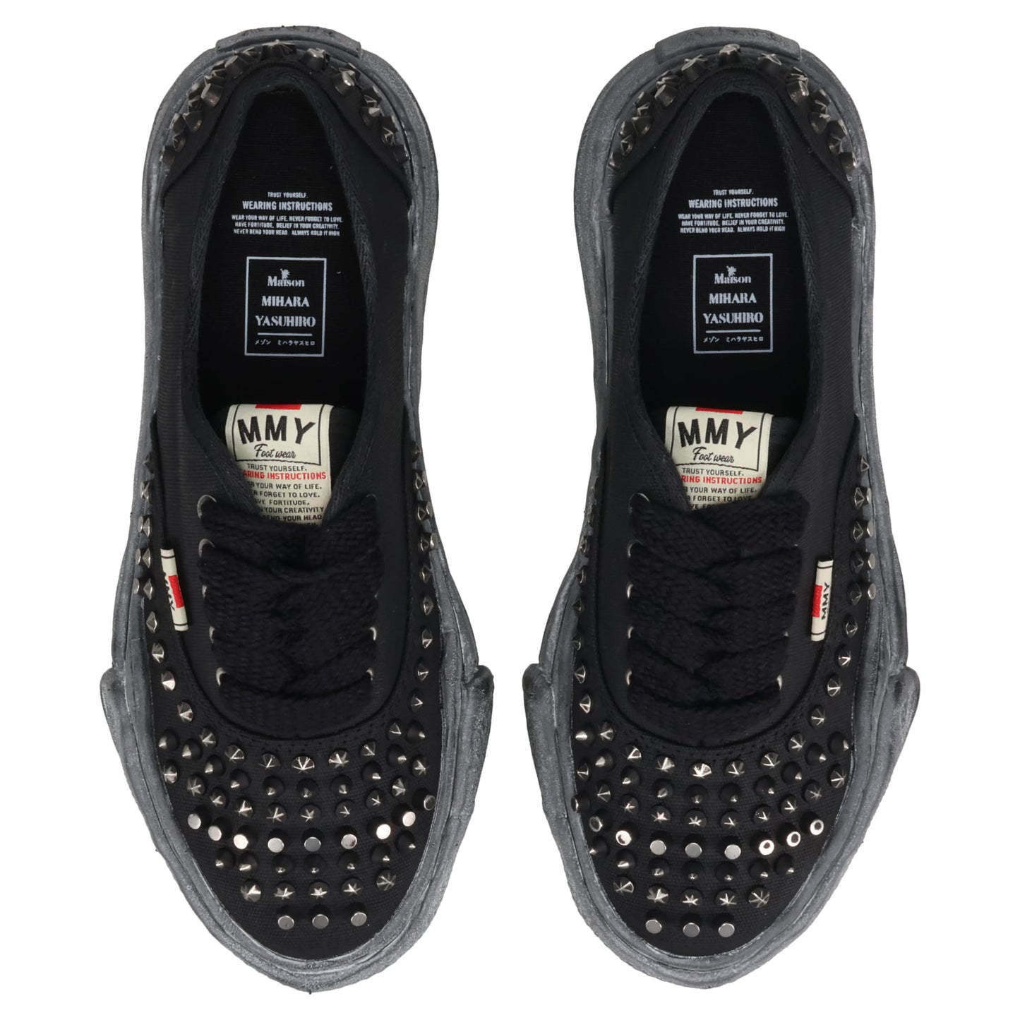 BAKER STUDDED PAINT CANVAS LOW-TOP SNEAKER / 129:BLK/BLK