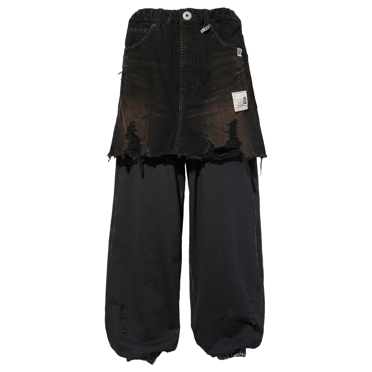 WAIST LAYERED DENIM PANTS / BLACK